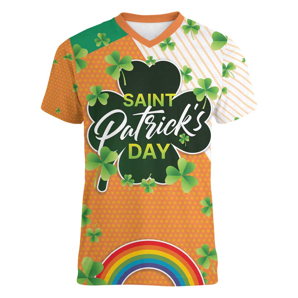 Ireland Irish Leprechaun with Shamrock Women V-Neck T-Shirt Ireland 17th March Saint Patrick's Day