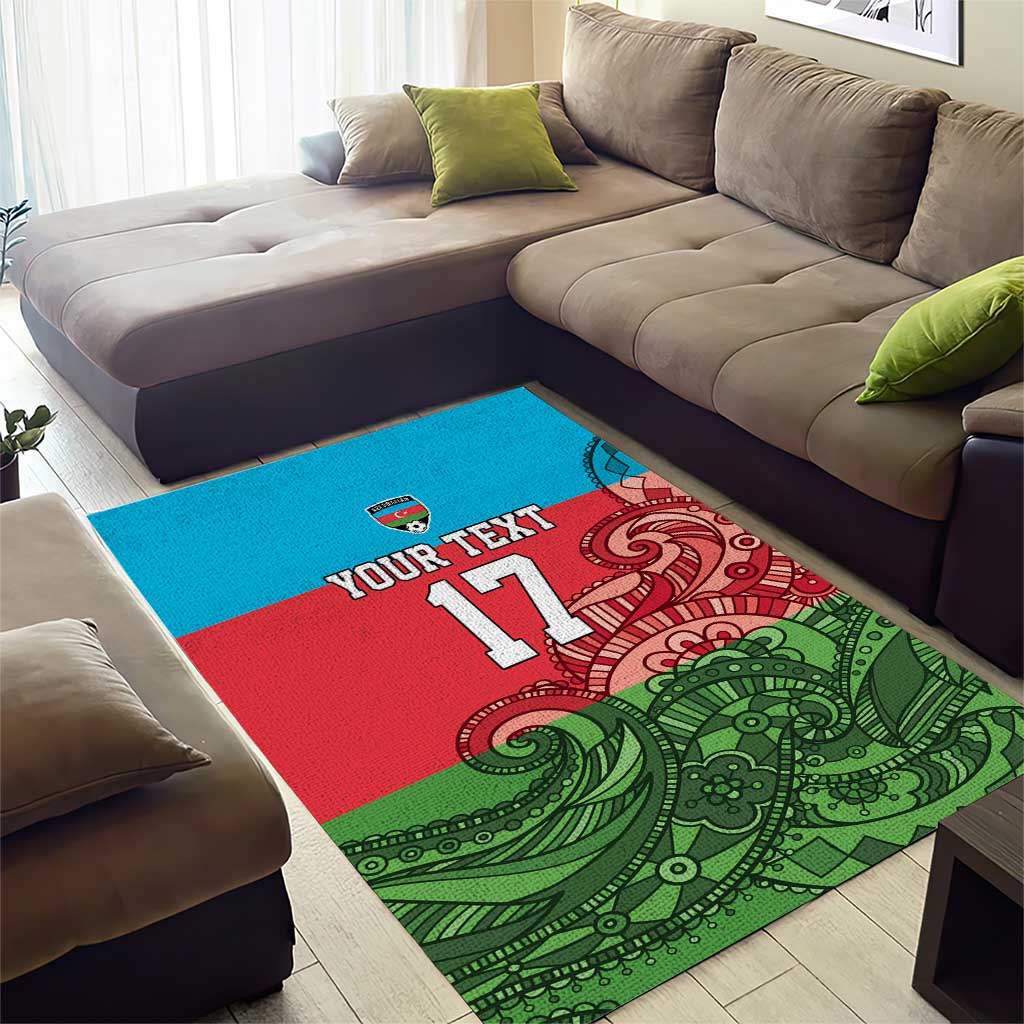 Custom Azerbaijan Football Area Rug Azerbaijan Pattern Buta