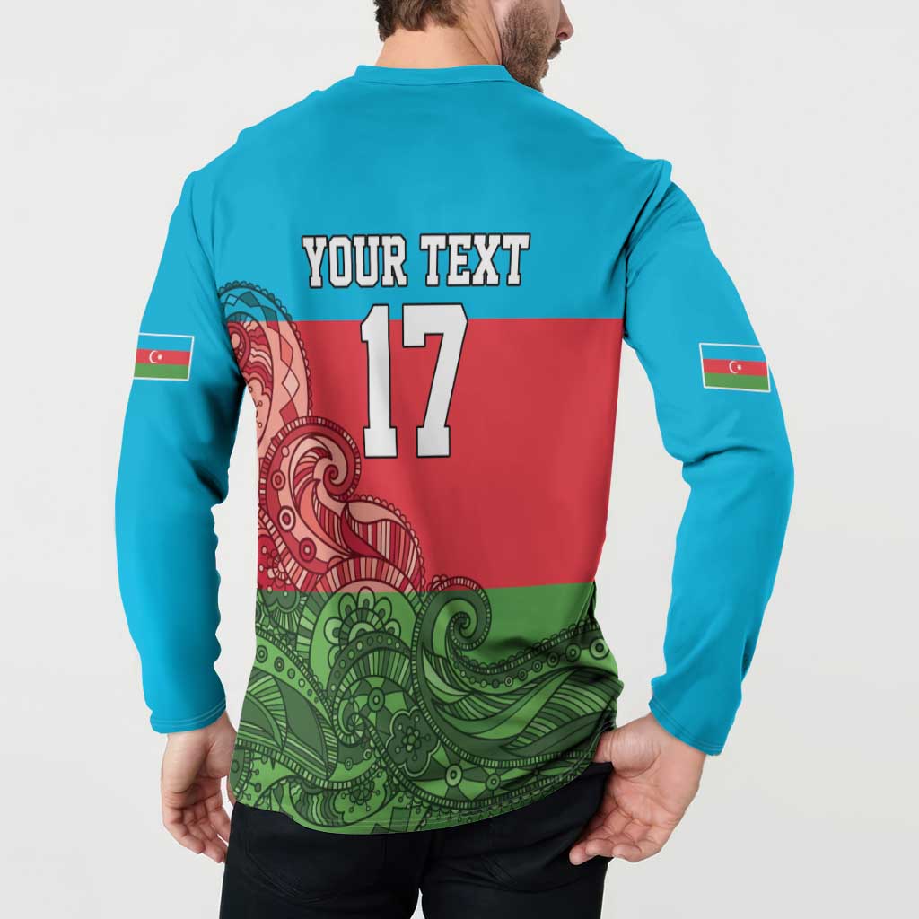 Custom Azerbaijan Football Button Sweatshirt Azerbaijan Pattern Buta