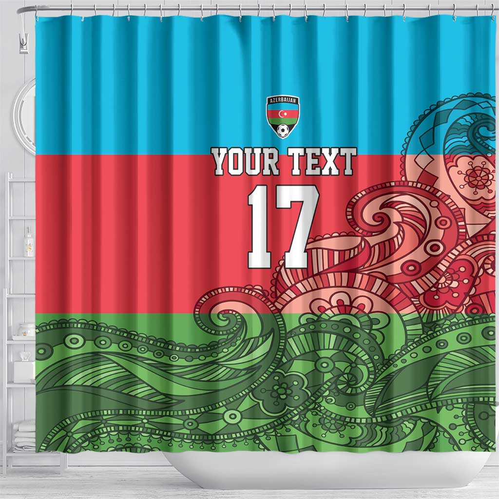 Custom Azerbaijan Football Shower Curtain Azerbaijan Pattern Buta