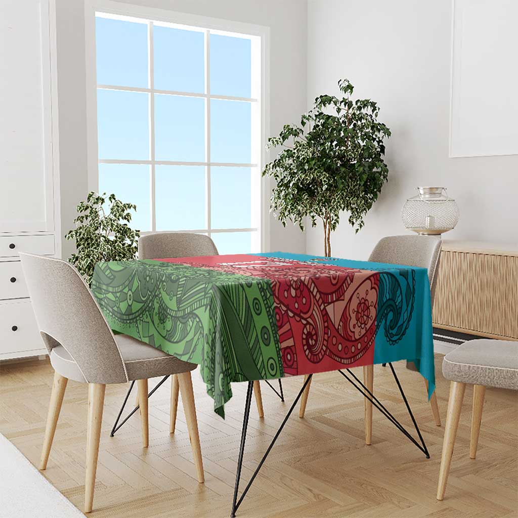 Custom Azerbaijan Football Tablecloth Azerbaijan Pattern Buta