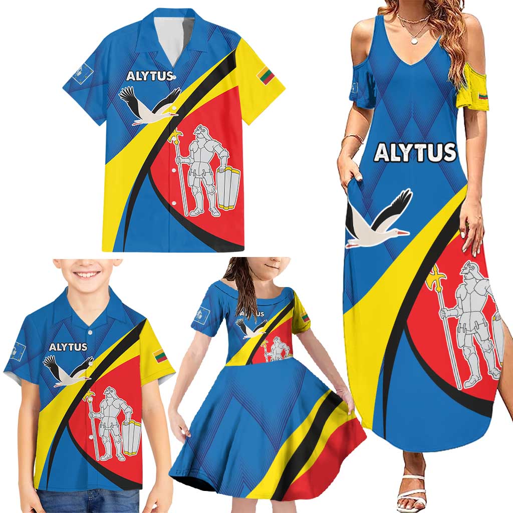 Lithuania Alytus County Family Matching Summer Maxi Dress and Hawaiian Shirt Alytaus Apskritis Coat of Arms