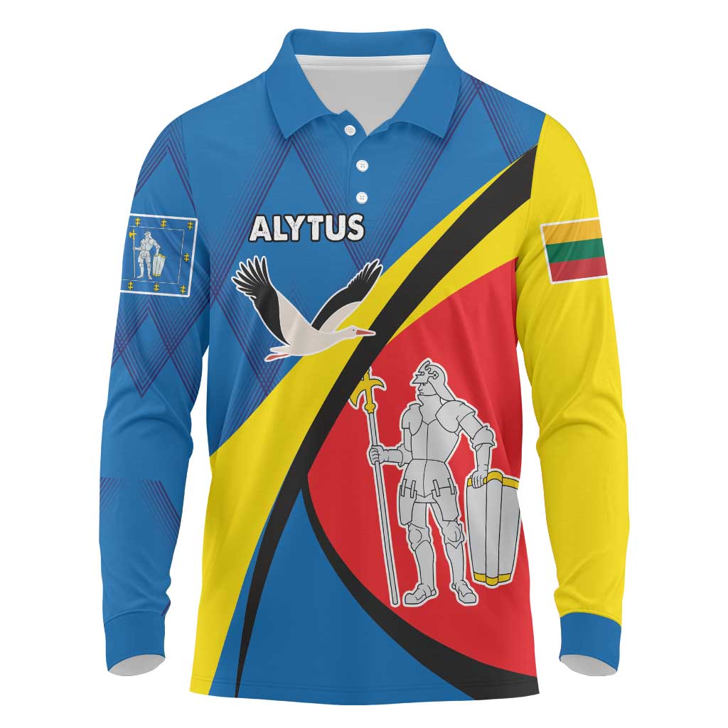 Lithuania Alytus County Long Sleeve Polo Shirt Alytaus Apskritis Coat of Arms