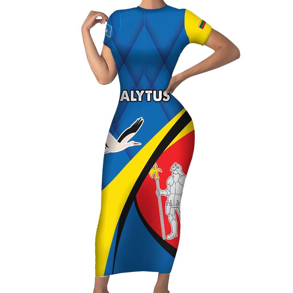 Lithuania Alytus County Short Sleeve Bodycon Dress Alytaus Apskritis Coat of Arms LT17 - Wonder Print Shop