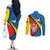 Lithuania Kaunas County Couples Matching Off The Shoulder Long Sleeve Dress and Long Sleeve Button Shirt Kauno Apskritis Coat of Arms