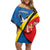 Lithuania Kaunas County Family Matching Off Shoulder Short Dress and Hawaiian Shirt Kauno Apskritis Coat of Arms