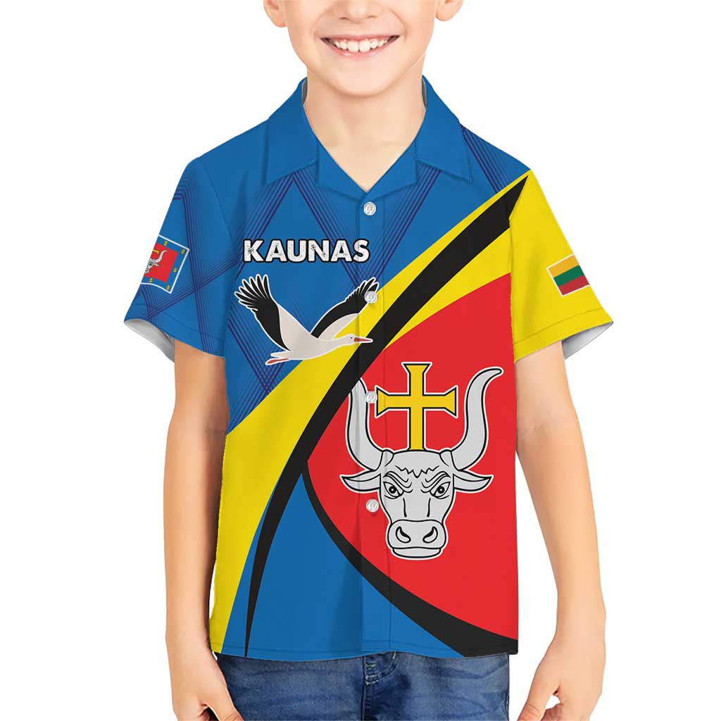 Lithuania Kaunas County Kid Hawaiian Shirt Kauno Apskritis Coat of Arms