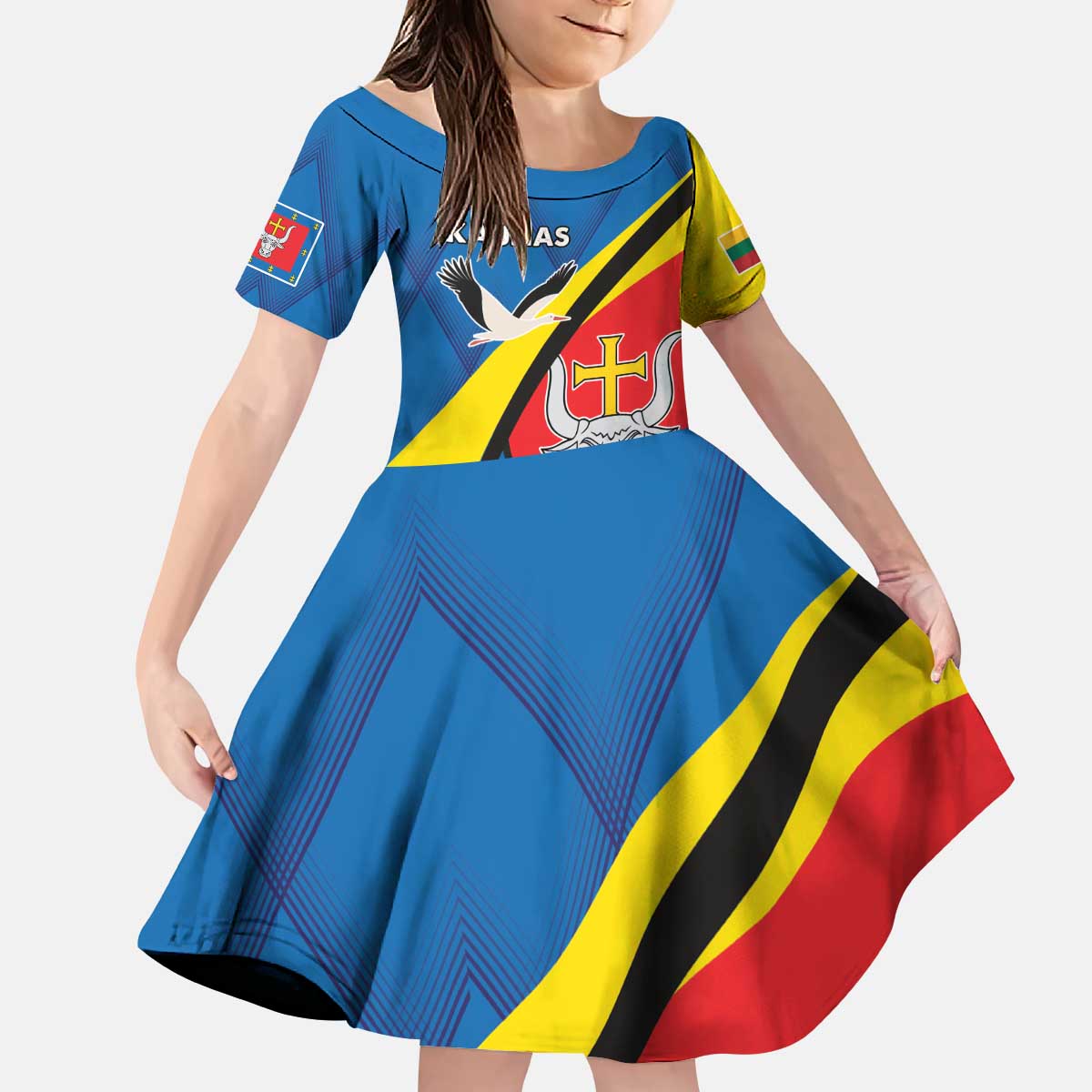 Lithuania Kaunas County Kid Short Sleeve Dress Kauno Apskritis Coat of Arms