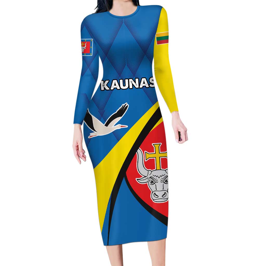 Lithuania Kaunas County Long Sleeve Bodycon Dress Kauno Apskritis Coat of Arms