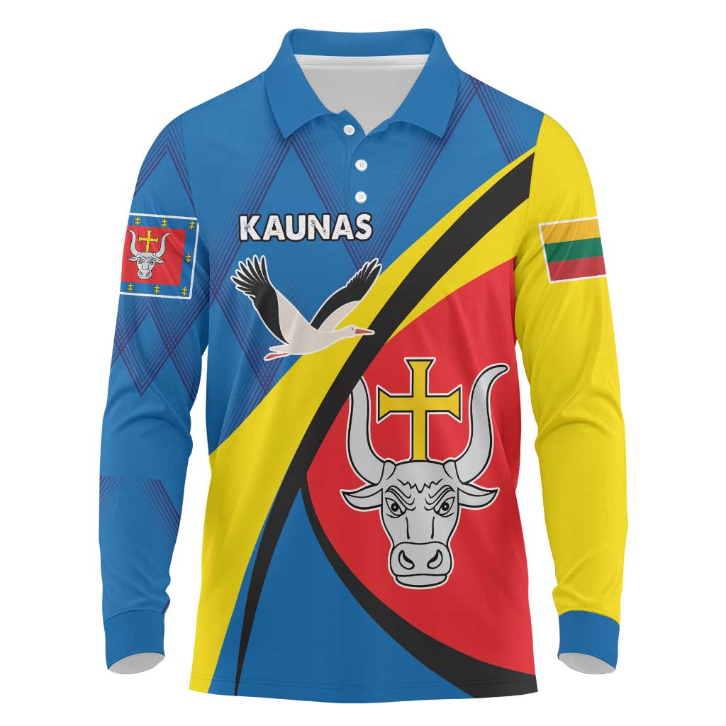 Lithuania Kaunas County Long Sleeve Polo Shirt Kauno Apskritis Coat of Arms