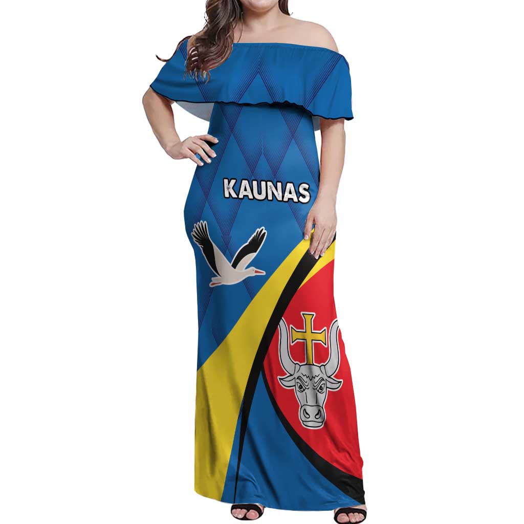 Lithuania Kaunas County Off Shoulder Maxi Dress Kauno Apskritis Coat of Arms