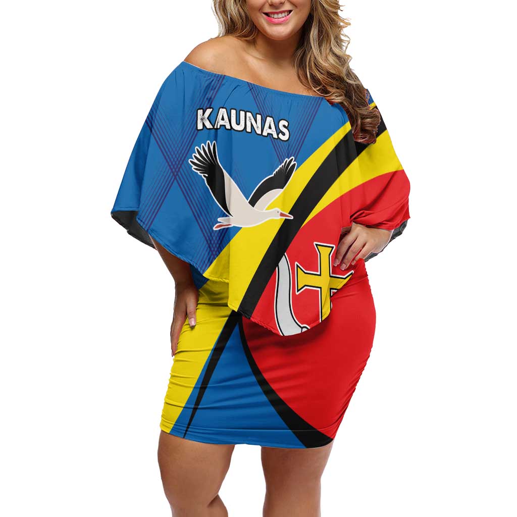 Lithuania Kaunas County Off Shoulder Short Dress Kauno Apskritis Coat of Arms