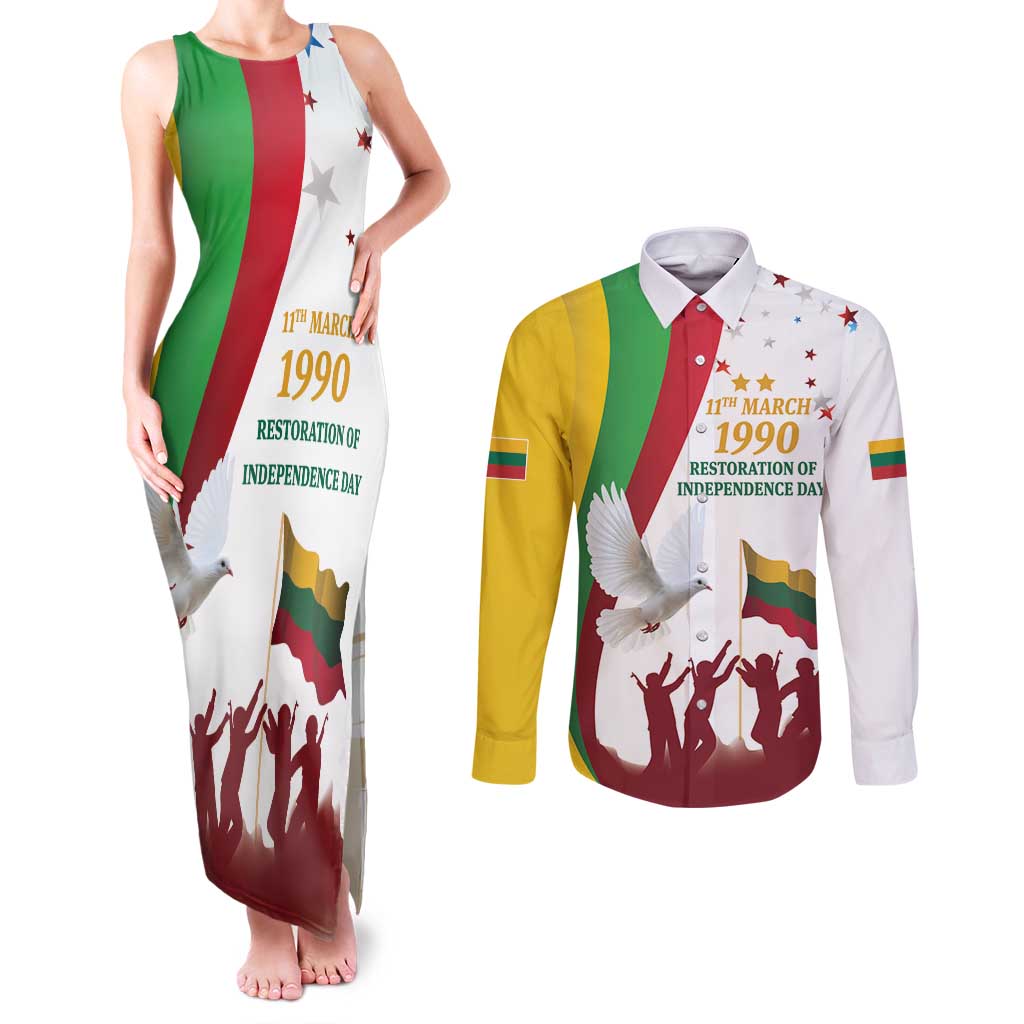 Lithuania Restoration of Independence Day Couples Matching Tank Maxi Dress and Long Sleeve Button Shirt 11th March 1990