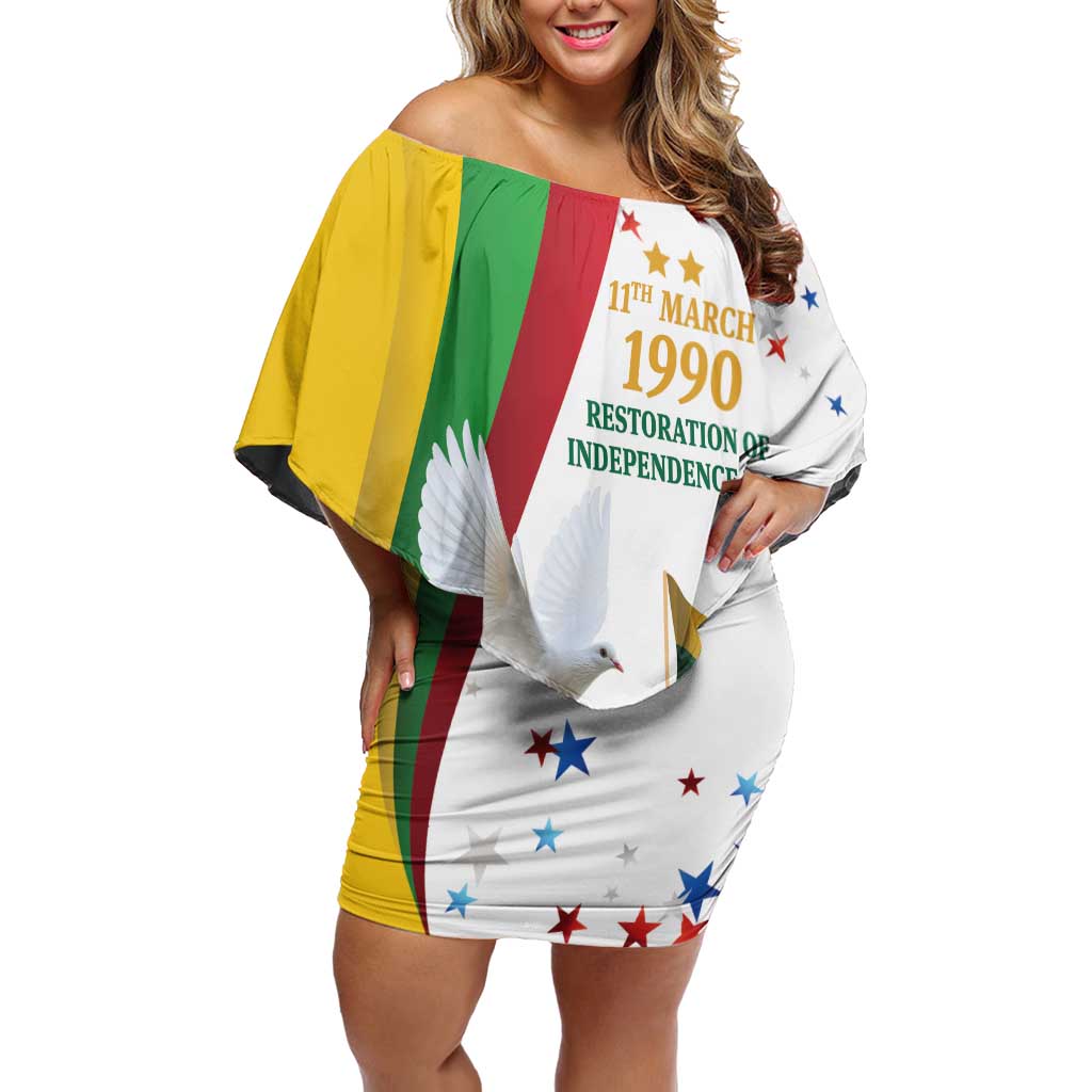 Lithuania Restoration of Independence Day Off Shoulder Short Dress 11th March 1990