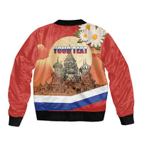 Personalized Russia Day 12th June Sleeve Zip Bomber Jacket Red Square Moscow