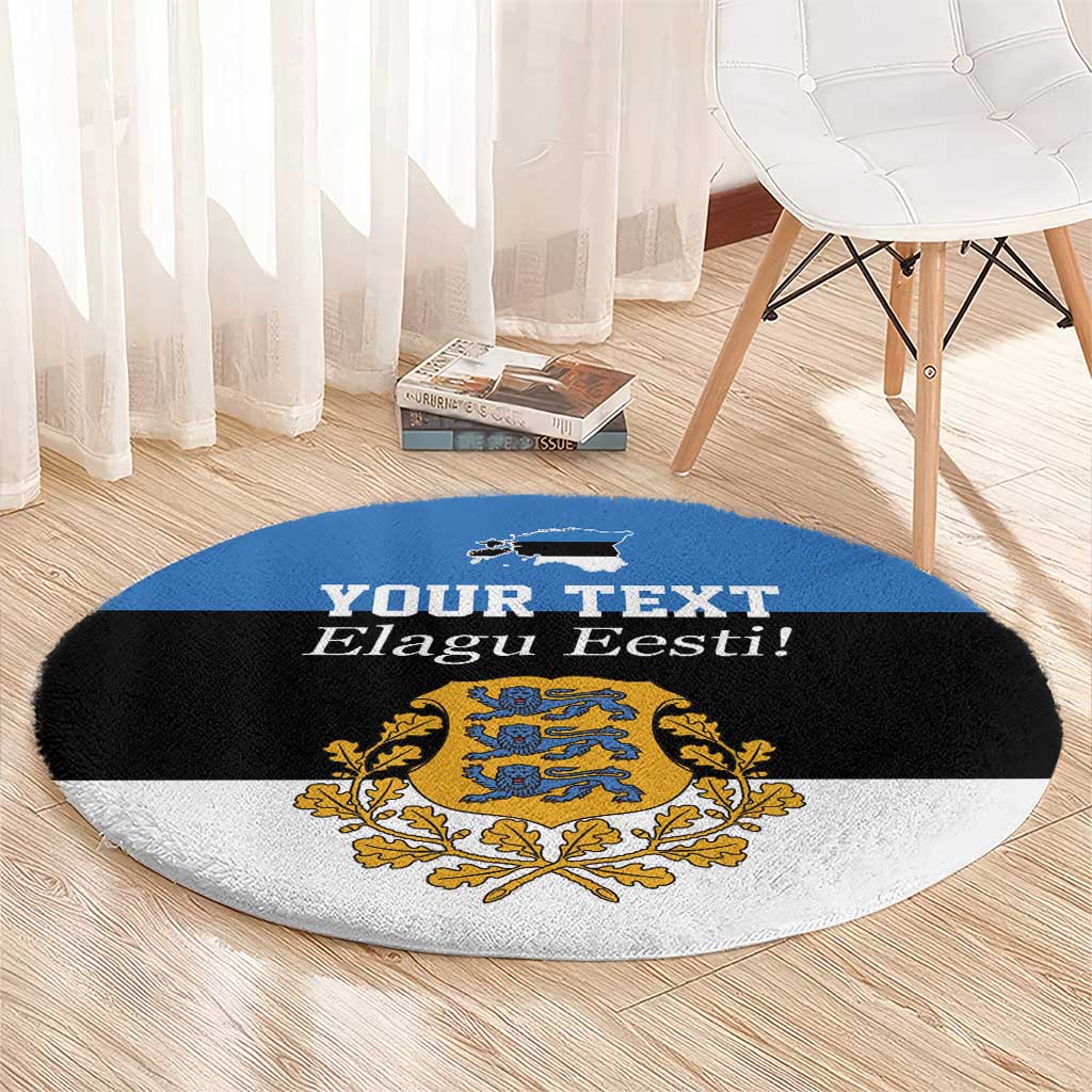 Personalized Estonia Flag Day 4 June Round Carpet Elagu Esti!