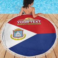 Personalized Sint Maarten Flag day Beach Blanket Semper progrediens Flag Style