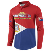 Personalized Sint Maarten Flag day Button Sweatshirt Semper progrediens Flag Style