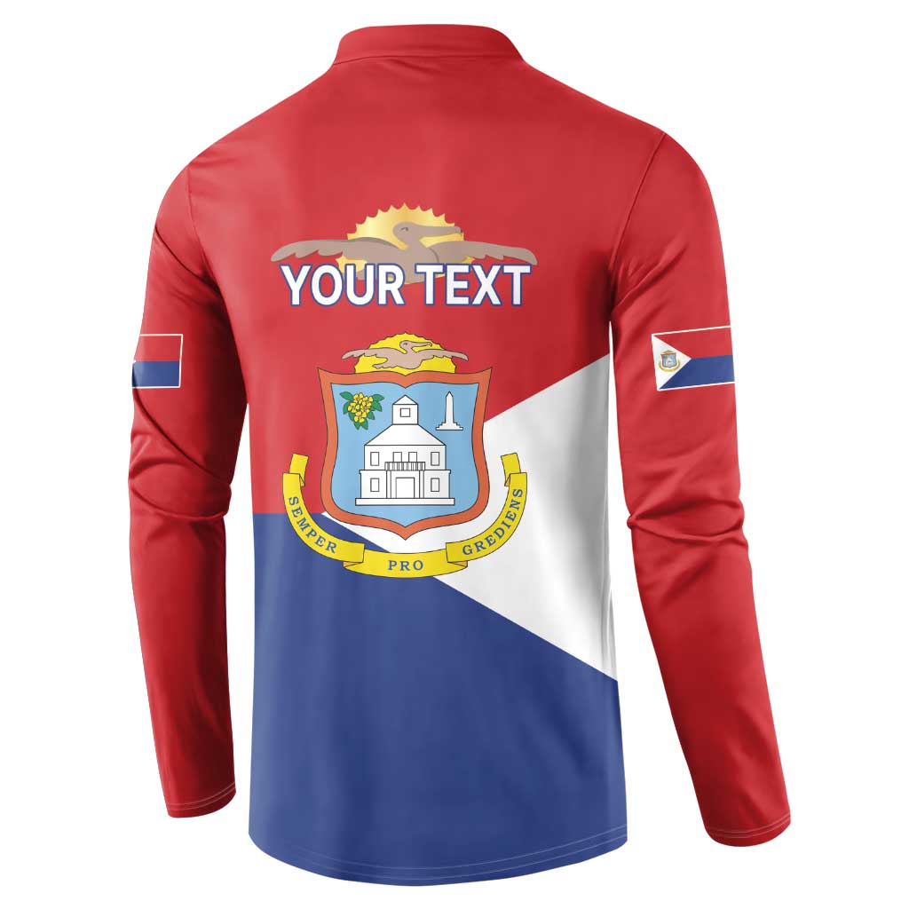 Personalized Sint Maarten Flag day Button Sweatshirt Semper progrediens Flag Style