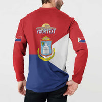Personalized Sint Maarten Flag day Button Sweatshirt Semper progrediens Flag Style
