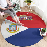 Personalized Sint Maarten Flag day Round Carpet Semper progrediens Flag Style