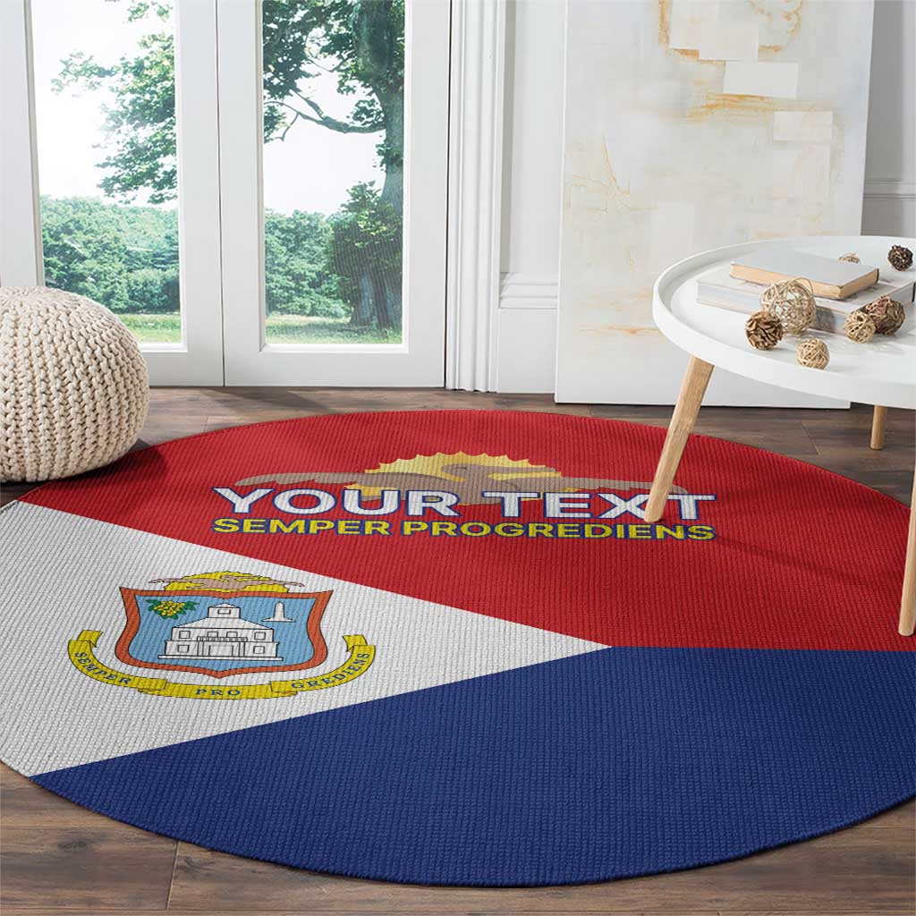 Personalized Sint Maarten Flag day Round Carpet Semper progrediens Flag Style