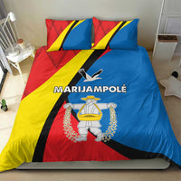 Marijampole County bedding set with red, yellow, black, and blue geometric print