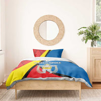 Lithuania Marijampole County bedding set with red, yellow, black and blue flag design