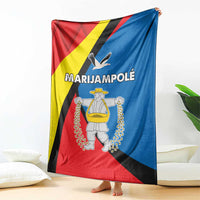 Marijampole County blanket with red, blue, yellow flag print