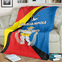 Marijampole County blanket with red, yellow, black, and blue flag-style graphic