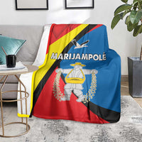 Lithuania Marijampole County blanket with red, blue, yellow, and black graphic