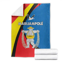 Marijampole County blanket with red, yellow, black, and blue graphic design