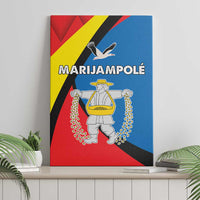 Marijampole County canvas wall art with colorful folk figure and bird