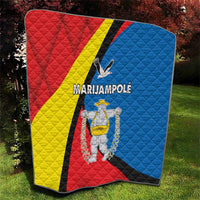 Quilt with Marijampole county flag-style graphic and central Marijampole text