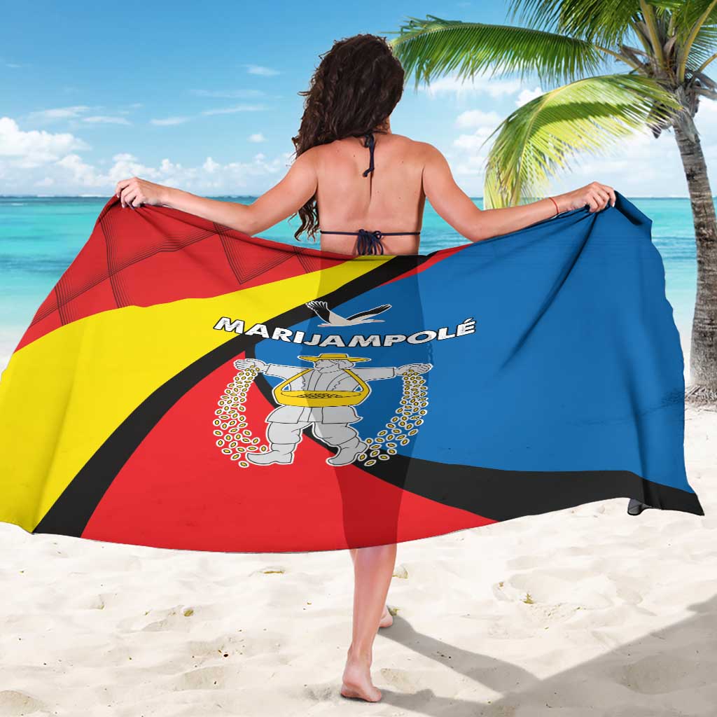 Marijampole County sarong with red, blue, yellow and black flag design