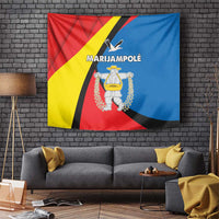 Marijampole County tapestry wall hanging with multicolor crest and text