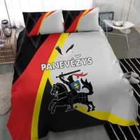 Black duvet cover set with red and yellow diagonal stripes, two pillowcases
