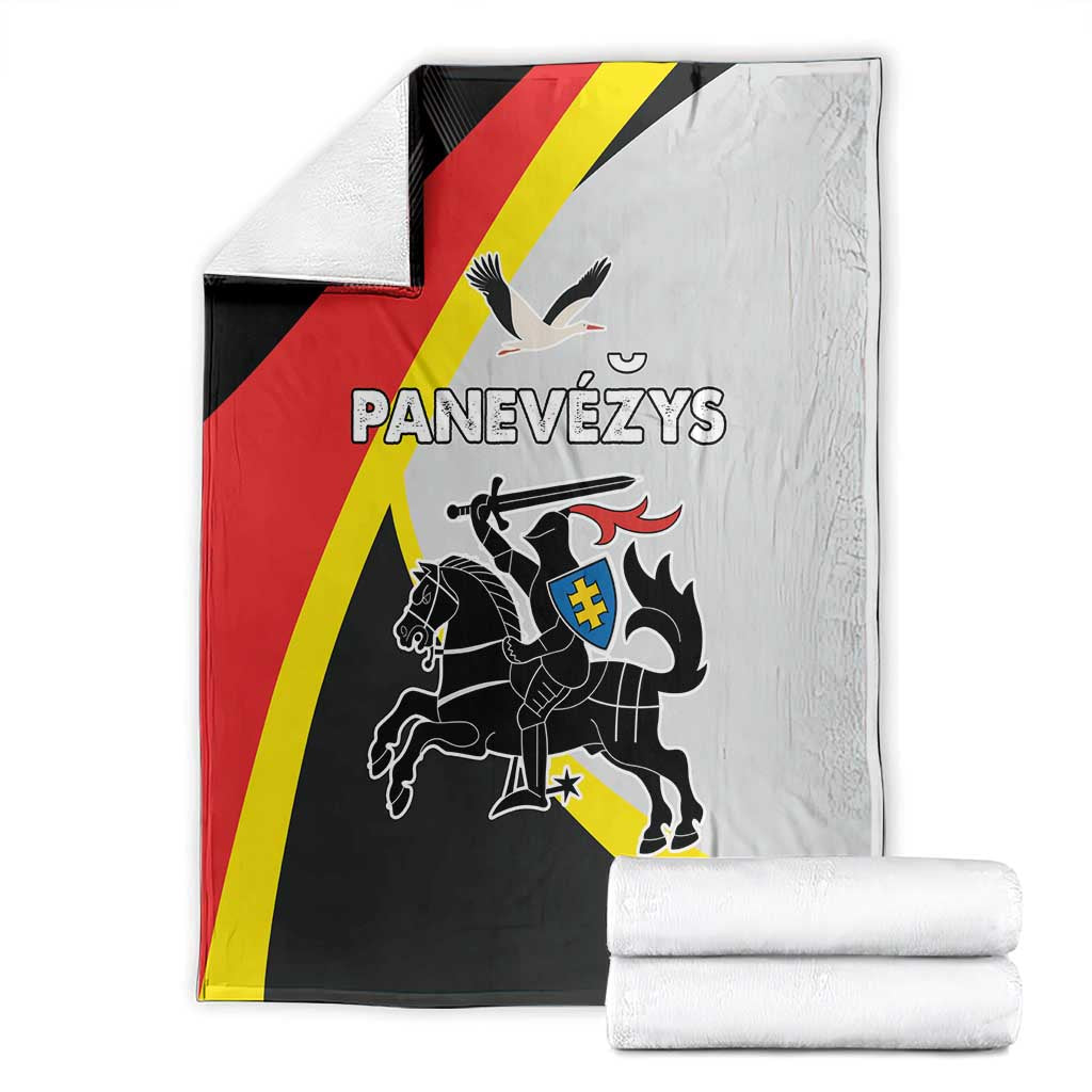 Panevezys County blanket with black, red, yellow, and white flag-style design