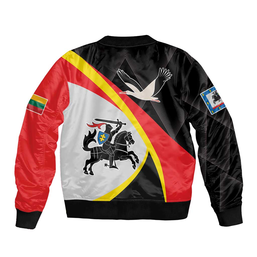 Unisex bomber jacket black and red with eagle graphic on back and zip front