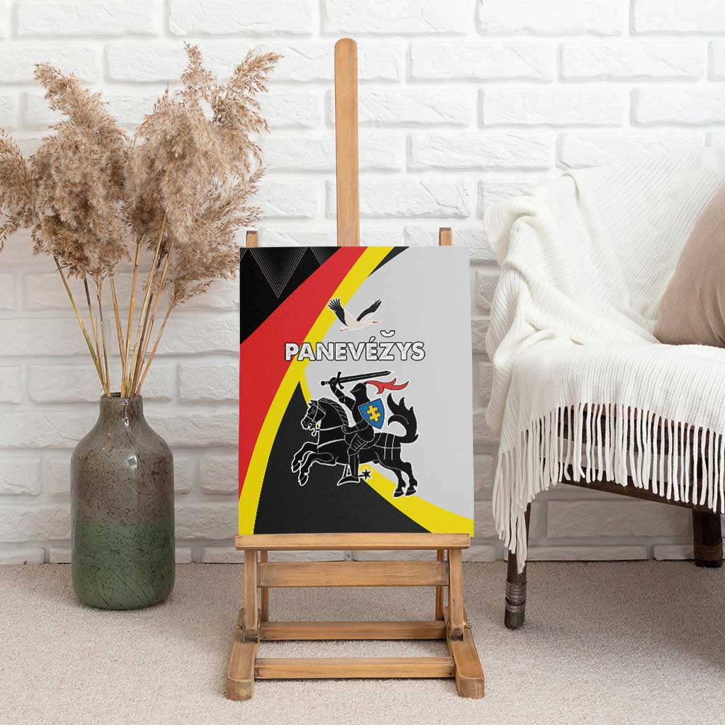 Panevezys County canvas wall art with black, red, and yellow crest design