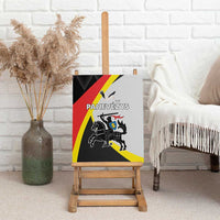 Panevezys County canvas wall art with black, red, and yellow crest design