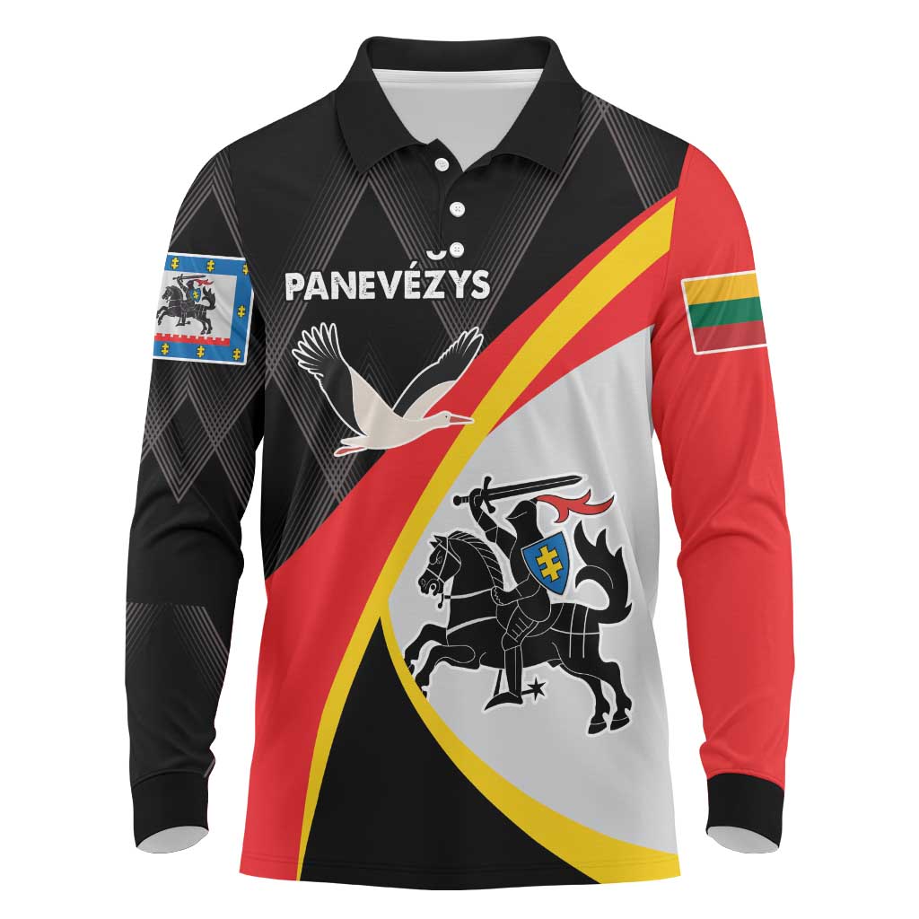 Lithuania Panevezys County Long Sleeve Polo Shirt Panevezio Apskritis