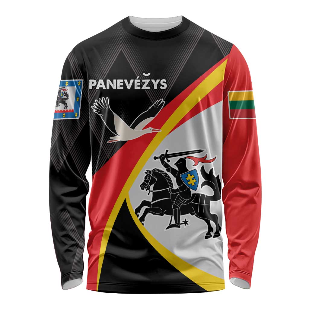 Unisex black long sleeve shirt with flag-style graphic, bird, and emblem prints