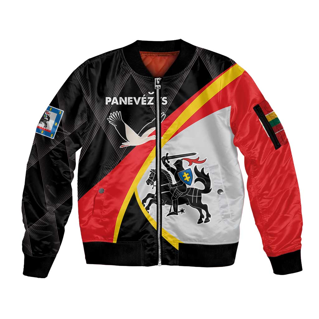 Lithuania Panevezys County Sleeve Zip Bomber Jacket Panevezio Apskritis LT17 - Wonder Print Shop