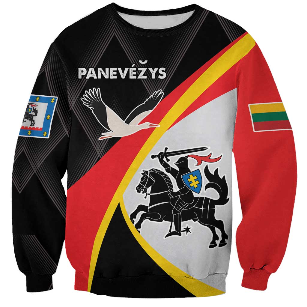 Unisex black sweatshirt with red-yellow-green graphic, bird and coat-of-arms front