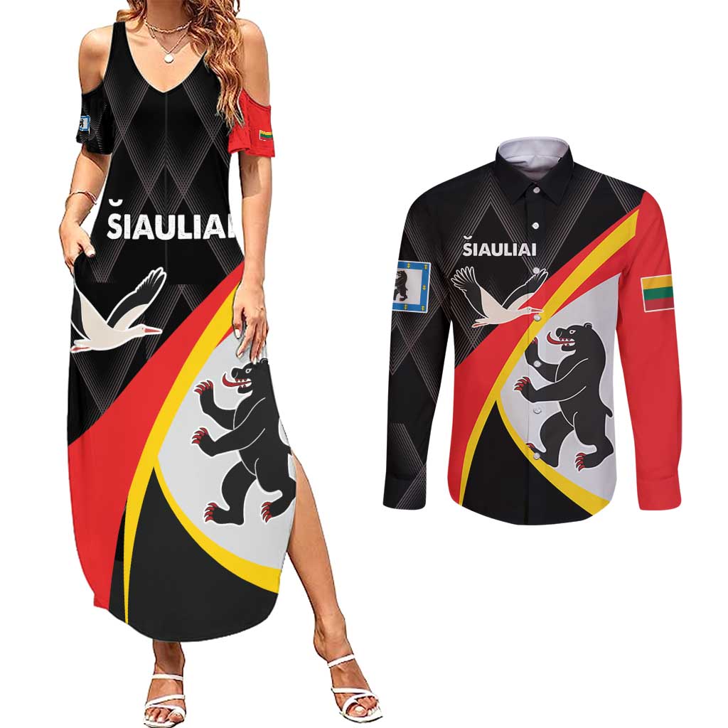 Lithuania Siauliai County Couples Matching Summer Maxi Dress and Long Sleeve Button Shirt Siauliu Apskritis