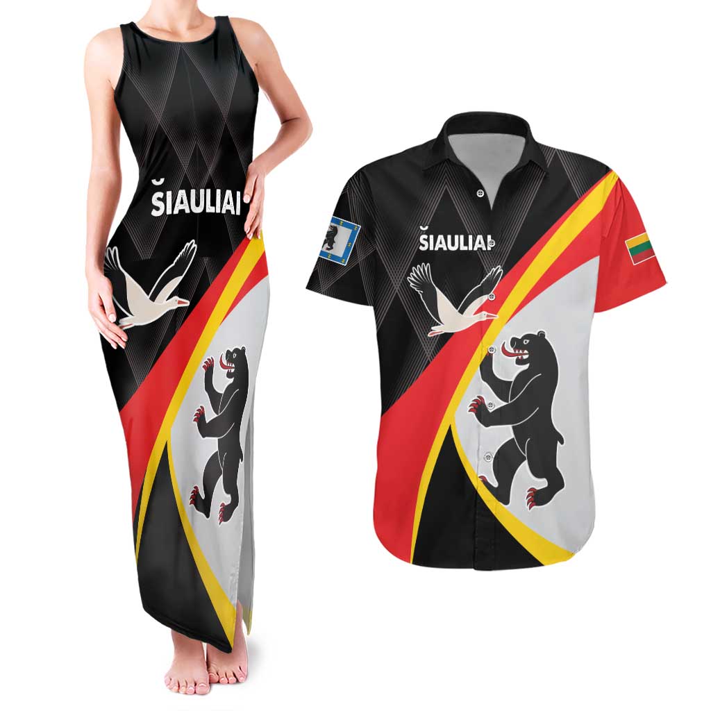 Lithuania Siauliai County Couples Matching Tank Maxi Dress and Hawaiian Shirt Siauliu Apskritis