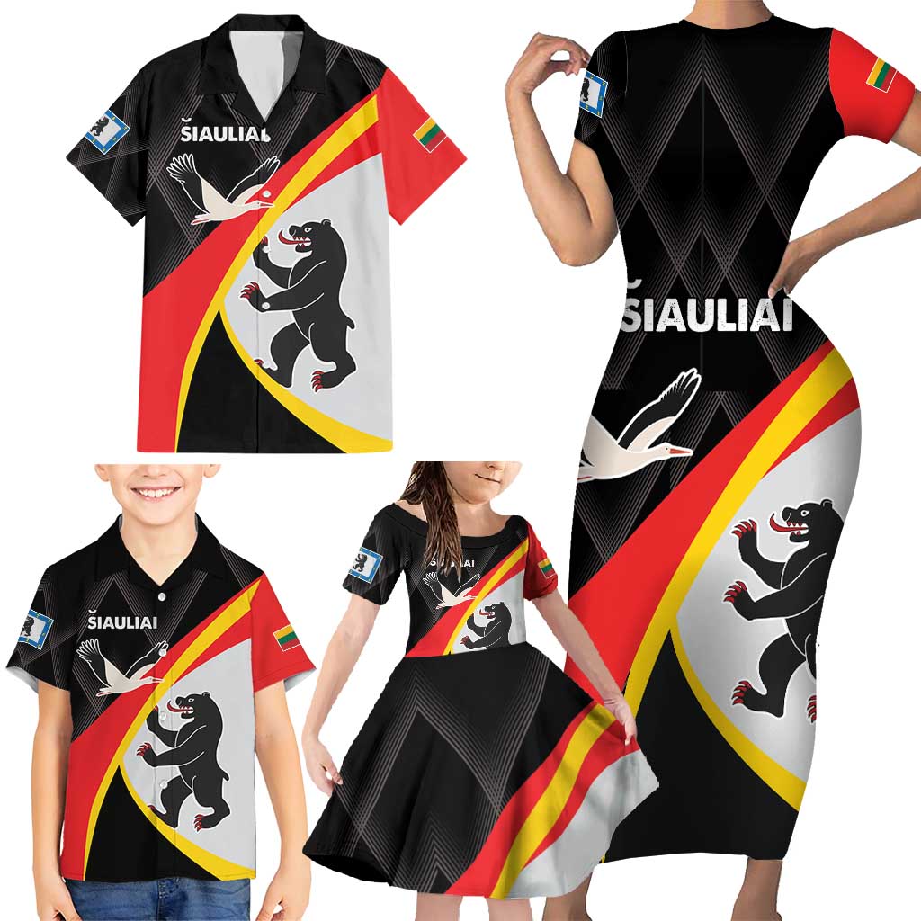 Lithuania Siauliai County Family Matching Short Sleeve Bodycon Dress and Hawaiian Shirt Siauliu Apskritis