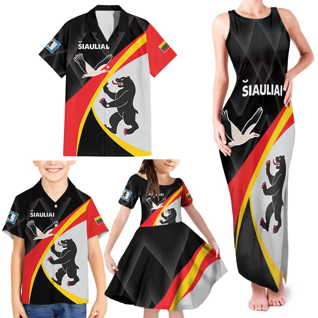 Lithuania Siauliai County Family Matching Tank Maxi Dress and Hawaiian Shirt Siauliu Apskritis