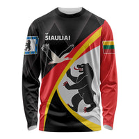 Black unisex long-sleeve shirt with diagonal flag print and animal graphic
